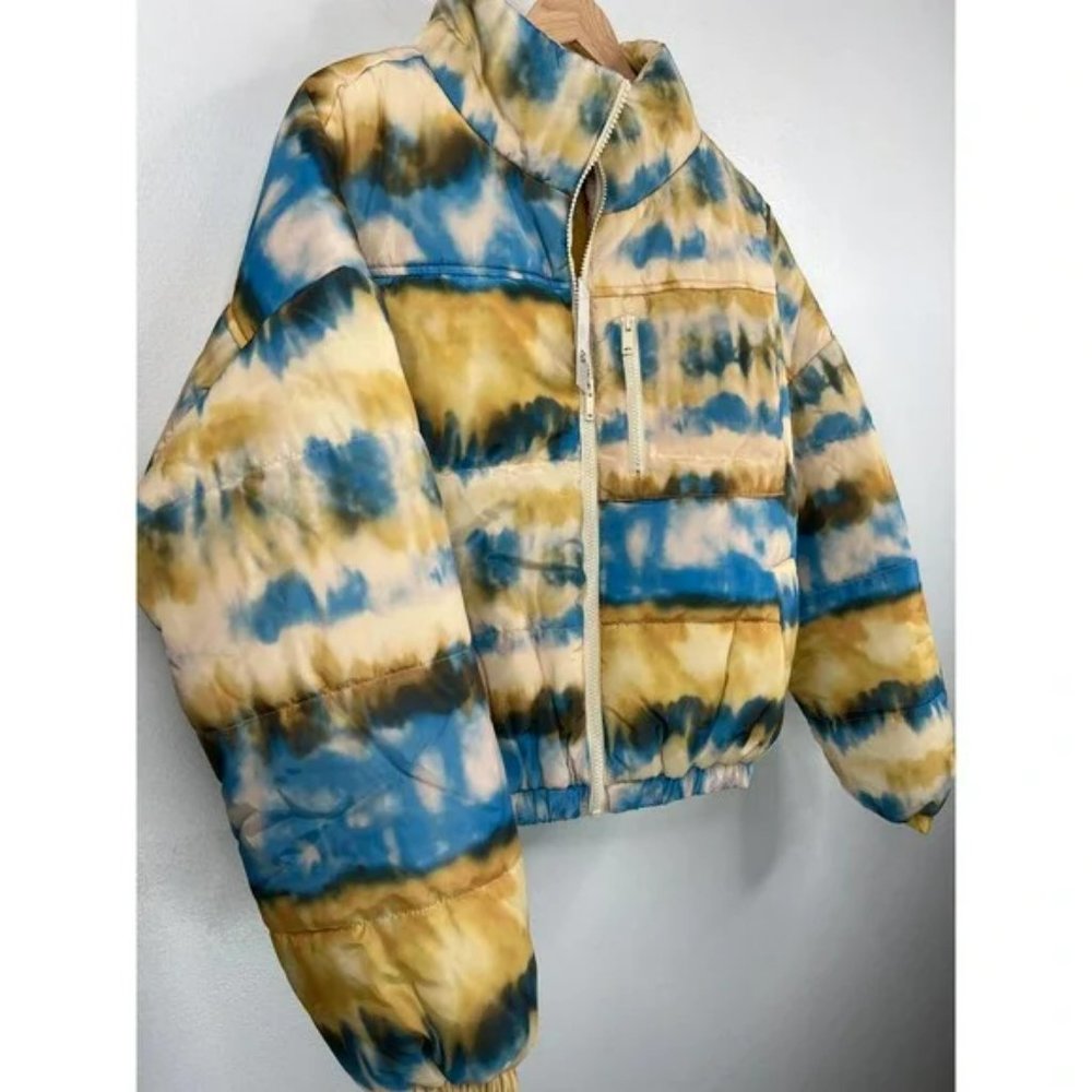 BP. Blue Yellow Horizon Print Puffer Jacket Coat Women's Size: Medium NWT - Picture 3 of 9